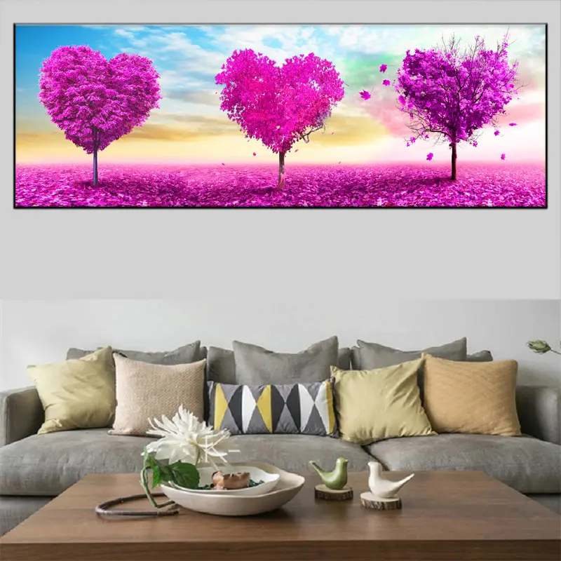 YUCHONG дизайн на заказ холст фото печать в форме сердца дерево художественный фиолетовый холст настенное искусство печать