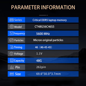 Crucial DDR5 32G Notebook-Speicher modul 32GB 48GB 4800MHz 5600MHz 46 Timing 262Pin 1,1 V ECC-RAM für Laptop-Desktop - Product Image 2