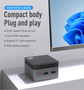N100คอมพิวเตอร์ตั้งโต๊ะขนาดเล็ก12GB สาม HD-Mi dual-Mi มินิพีซีสำหรับธุรกิจที่มีชิปเซตฮาร์ดไดรฟ์ HDD ปลั๊กแบบเรา - Product Image 2