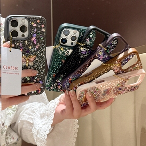 מגרוב פנימי 3D צבעוני פרפר יהלום rhinestone זוהר זוהר טלפון במקרה של iPhone 17 16 15 14 13 11 פרו מקסימום