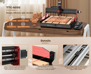 广东双树TTc6050木雕数控台式机床4 5轴铣削ATC路由器套件 - Product Image 3