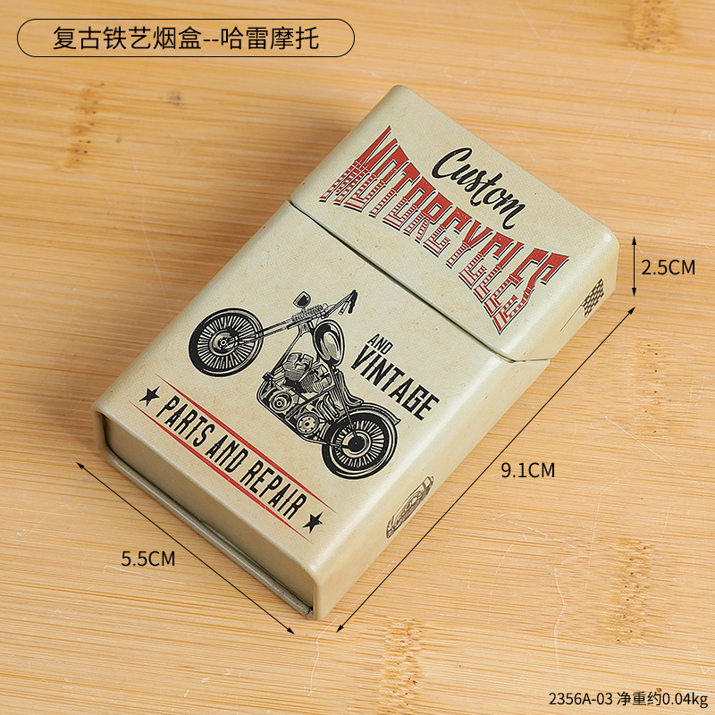 2356A-03 Étui à cigarettes rétro en fer - Moto Harley-Davidson