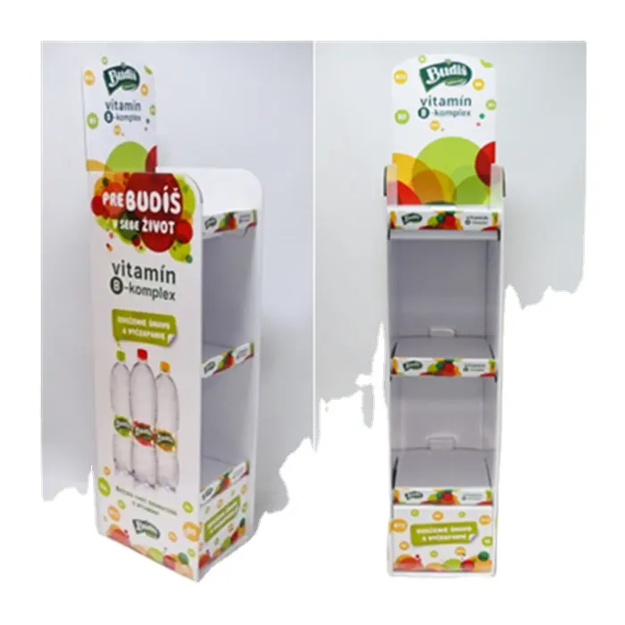Nuovo nuovo Design personalizzato gratuito più economico promozione di alta qualità riciclabile espositore in cartone vitamine