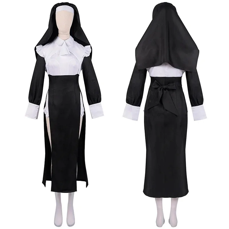 Anime seksi rahibe kostüm Cosplay Chowbie tatlı siyah beyaz elbise kardeş üniforma sıcak siyah seksi elbise cadılar bayramı kostümleri kadınlar için