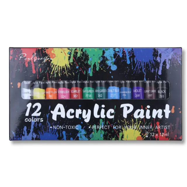 Popular estudante da escola crianças usar 12 cores 12 ml, diy, materiais de desenho, pintura, artista, pintura acrílica colorida