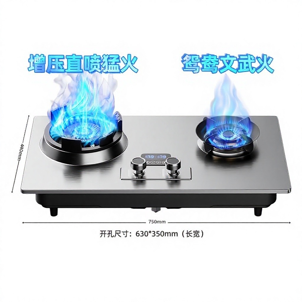 left king fire, dual burner, high flame, stainless steel cooktop