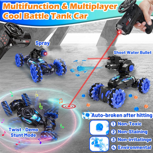 LKTOYS 4 Head RC Cars Tank That Shoots Bullets Bubble Spray 4in1 RC Tank Remote <strong>Control</strong> Car RC Stunt Car Chase Light <strong>Control</strong>