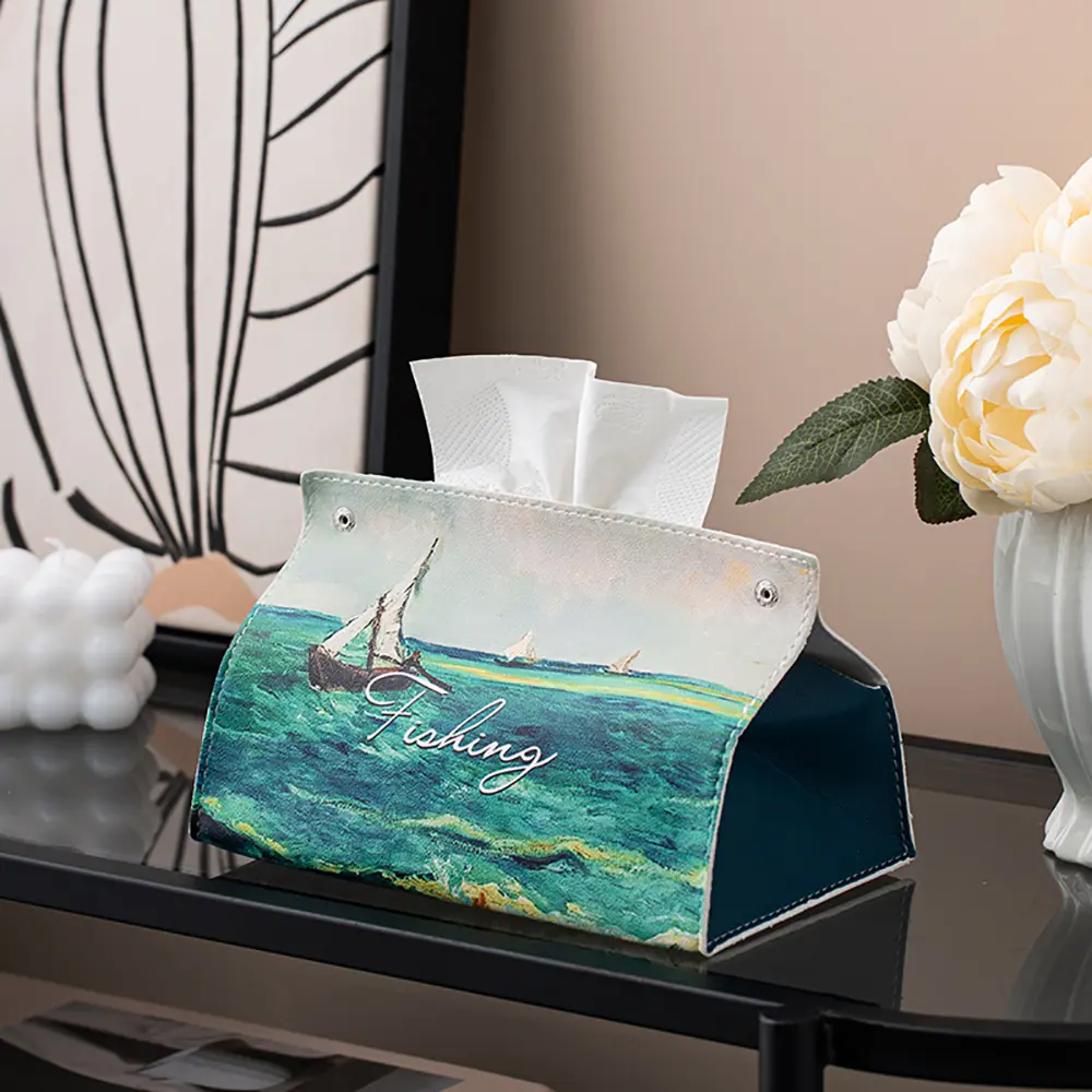 Pastoral Style Tissue Oil Painting Box Living Room Dining Tissue box