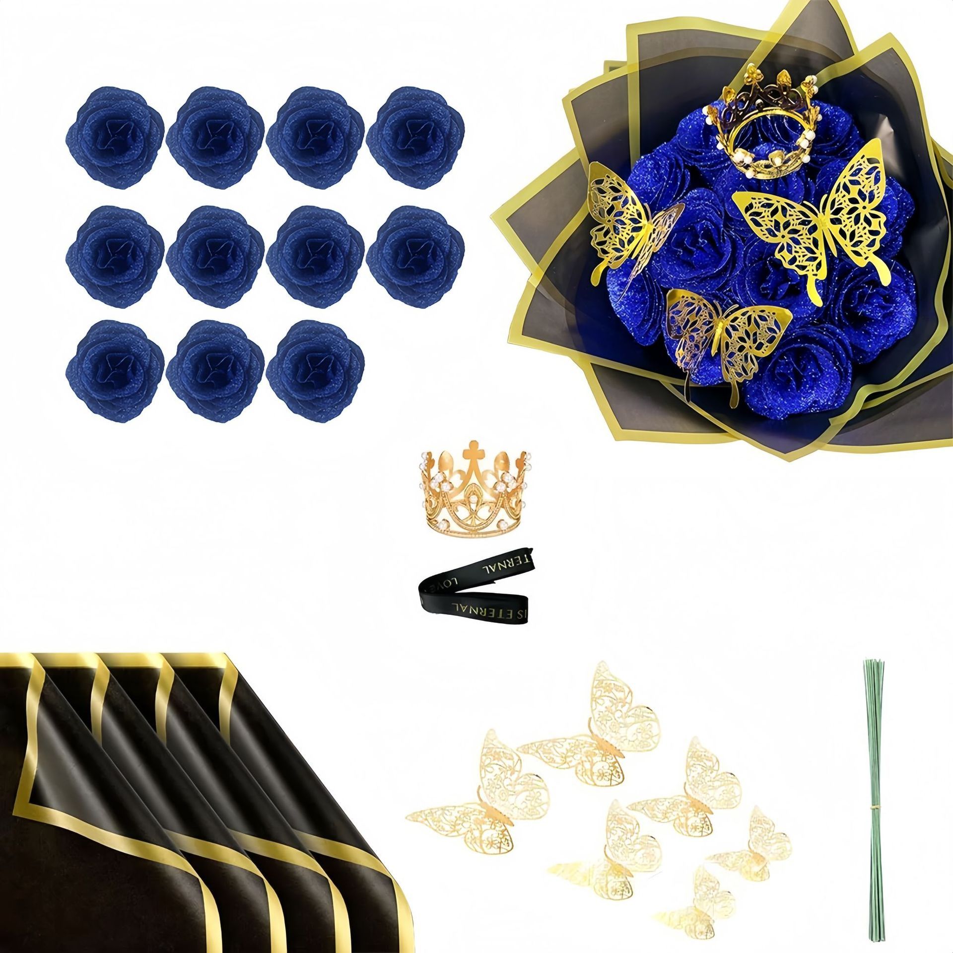 11 coronas de flores azul zafiro