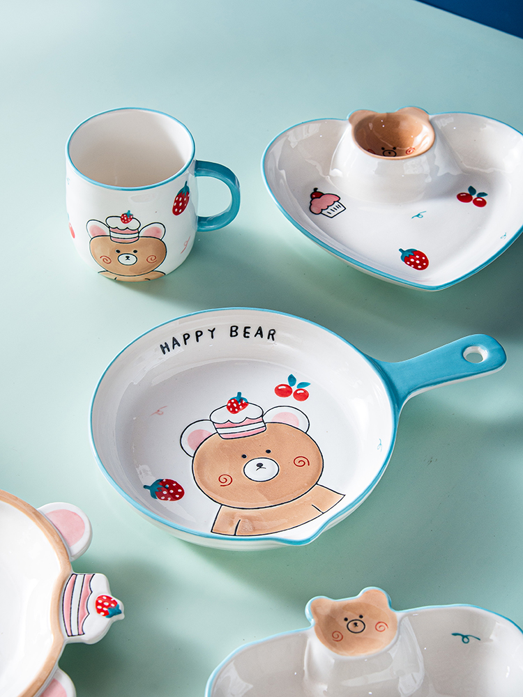 Hot sale little bear decal promotion ceramic porcelain China gift bake dish bakeware bowl plate soup bowl set dinnerware sets
