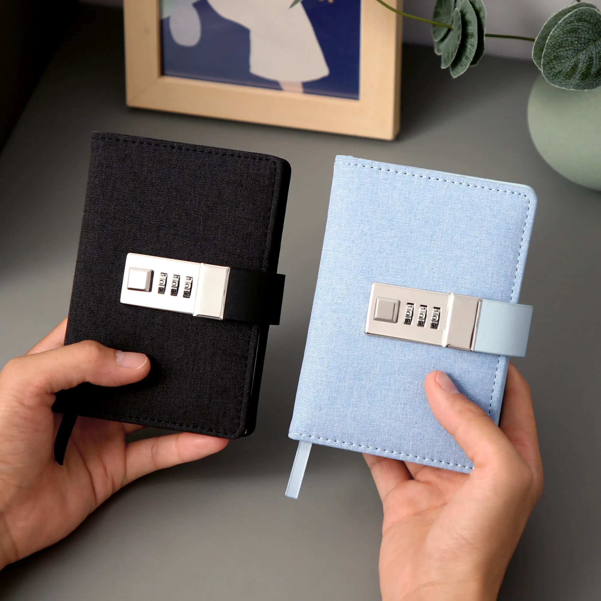 Cuaderno de contraseñas de bolsillo de tela Etsy FB TK con bloqueo diario A6 cuaderno de diario 5,8 ''* 4'' libros de contraseñas de tapa dura con caja de regalo