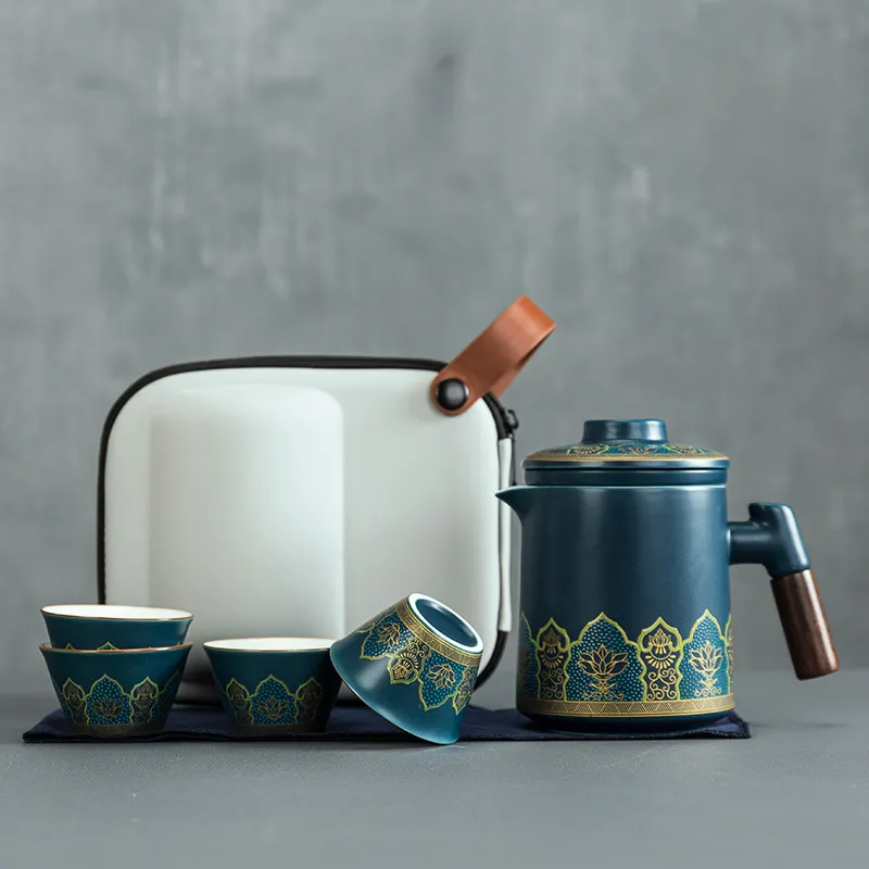 Service à thé de voyage Kung Fu chinois avec sac de rangement de voyage portable ensemble de théière traditionnelle chinoise