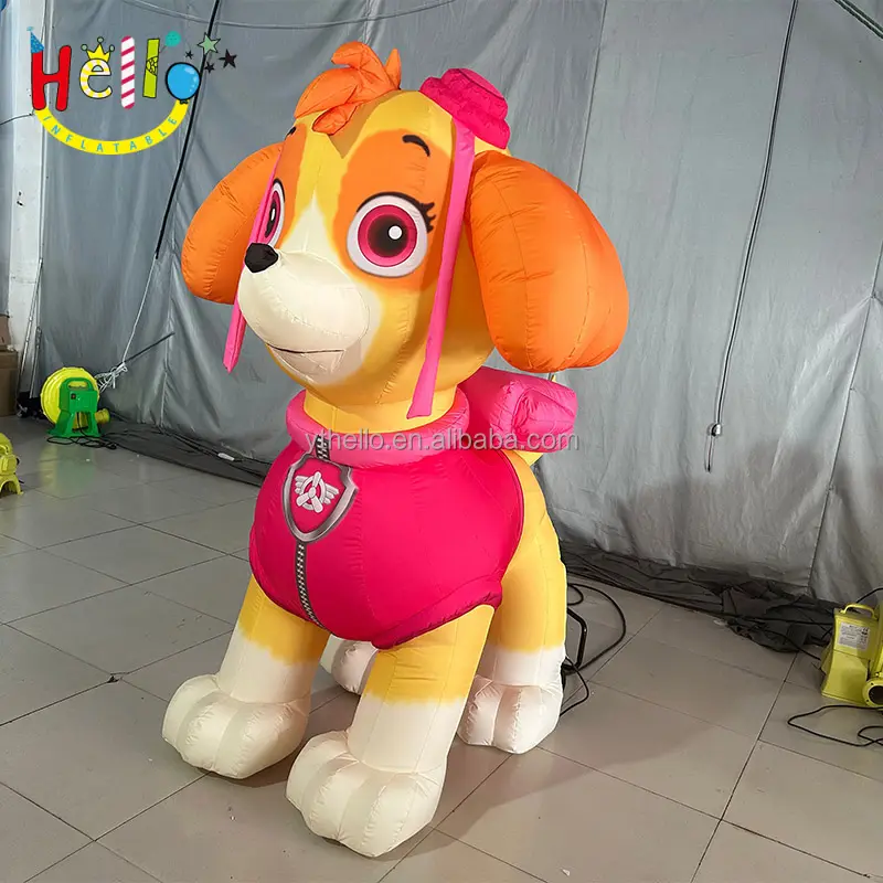 Tampão inflável personalizado das roupas do rosa do caráter dos desenhos animados Cão inflável Cão bonito
