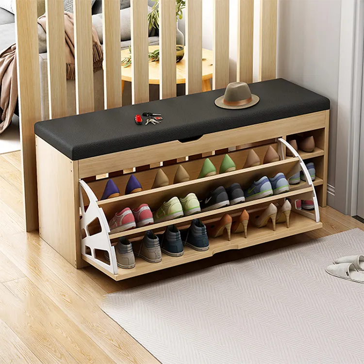 Ekintop-mueble de madera para sala de estar, Zapatero con asiento