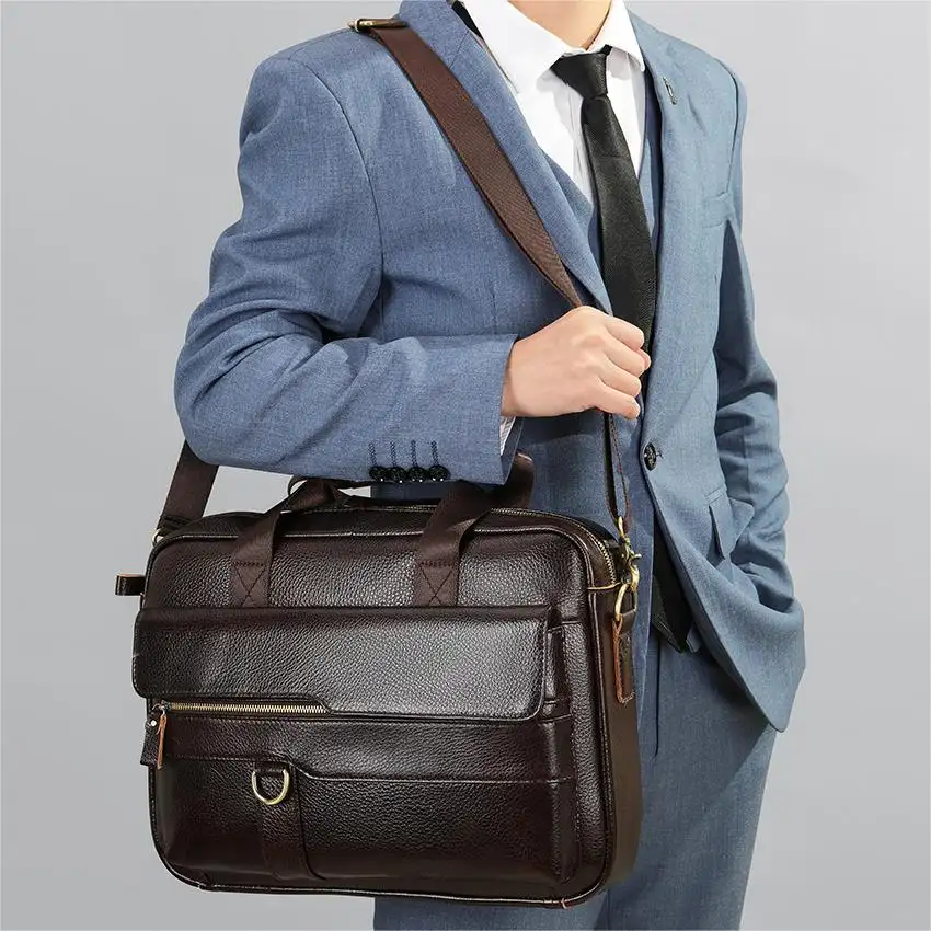 Valigetta da uomo di lusso Business Office Executive borse in vera pelle 15.6 pollici borsa per Laptop in pelle valigetta da uomo