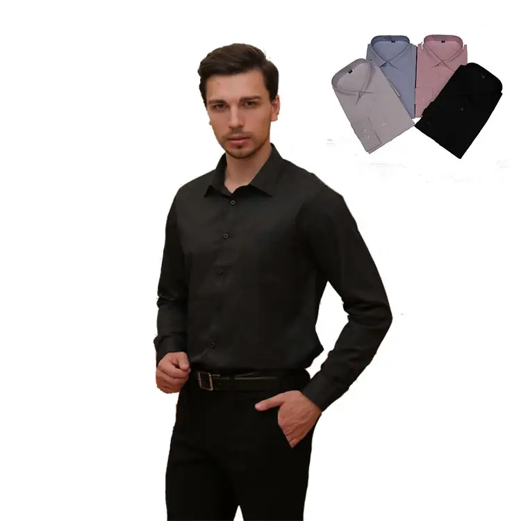 2021 Groothandel Merk Mannen Shirt Mannen Mode Lange Mouw Zakelijke Formele Mannelijke Jurk Shirts