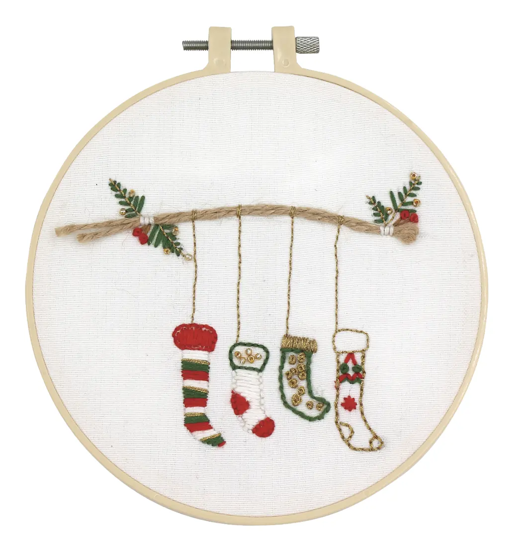Diy embroidery kit 6"*6" christmas stocking for children
