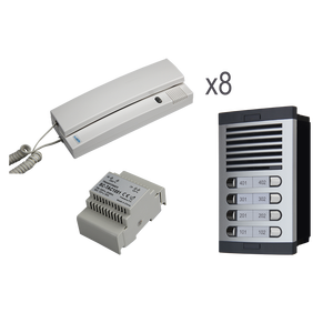 Sistema de intercomunicación de audio 1 + N Estilo S Teléfonos interiores Panel de botones de doble fila CARRIL DIN C45 Transformador de fuente de alimentación para 8 edificios