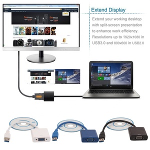 热卖USB 3.0公到vga母扩展外部显卡USB到VGA适配器转换器电缆 - Product Image 6