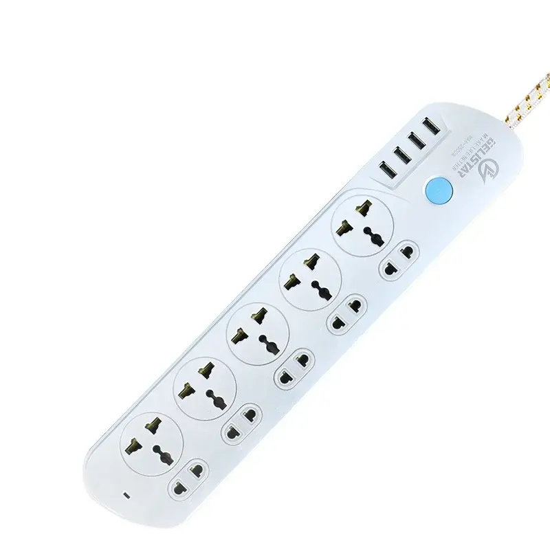 New Extension Socket 10 Way Power Strip With 4 USB Silk Color Power Socket Low Price Electrical Supply