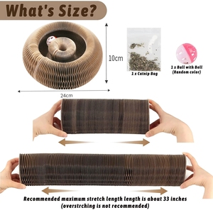 Tablero de rascado de gato de órgano mágico plegable corrugado interactivo personalizado estilo moderno Bola de hierba gatera redonda - Product Image 5