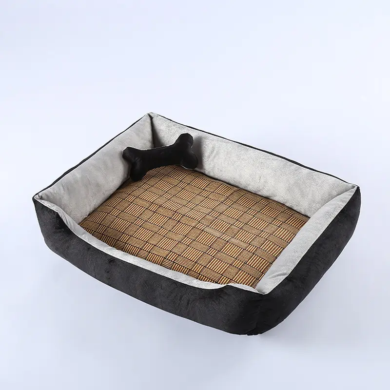 Ensemble de lit apaisant pour chien et chat, coussin avec couverture et tapis rafraîchissant en rotin, fournitures pour animaux de compagnie, vente en gros