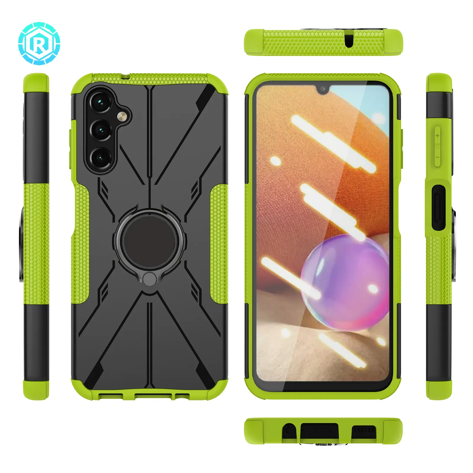 Roiskin Eletronic consumo protezione fotocamera Slide Kickstand doppio materiale custodia per Samsung A14 5G Back