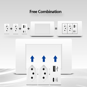 118mm Brazilian Standard <strong>Socket</strong> <strong>10A</strong> With USB2.1A C-end Swiss Wall Switch <strong>Socket</strong> - Product Image 5