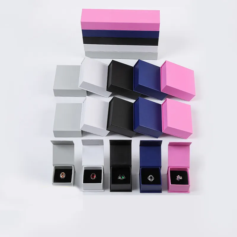 Boîte à bijoux magnétique à clapet en carton, bague, pendentif, Bracelet, collier, couleur personnalisée, papier, Logo du client, bouton magnétique