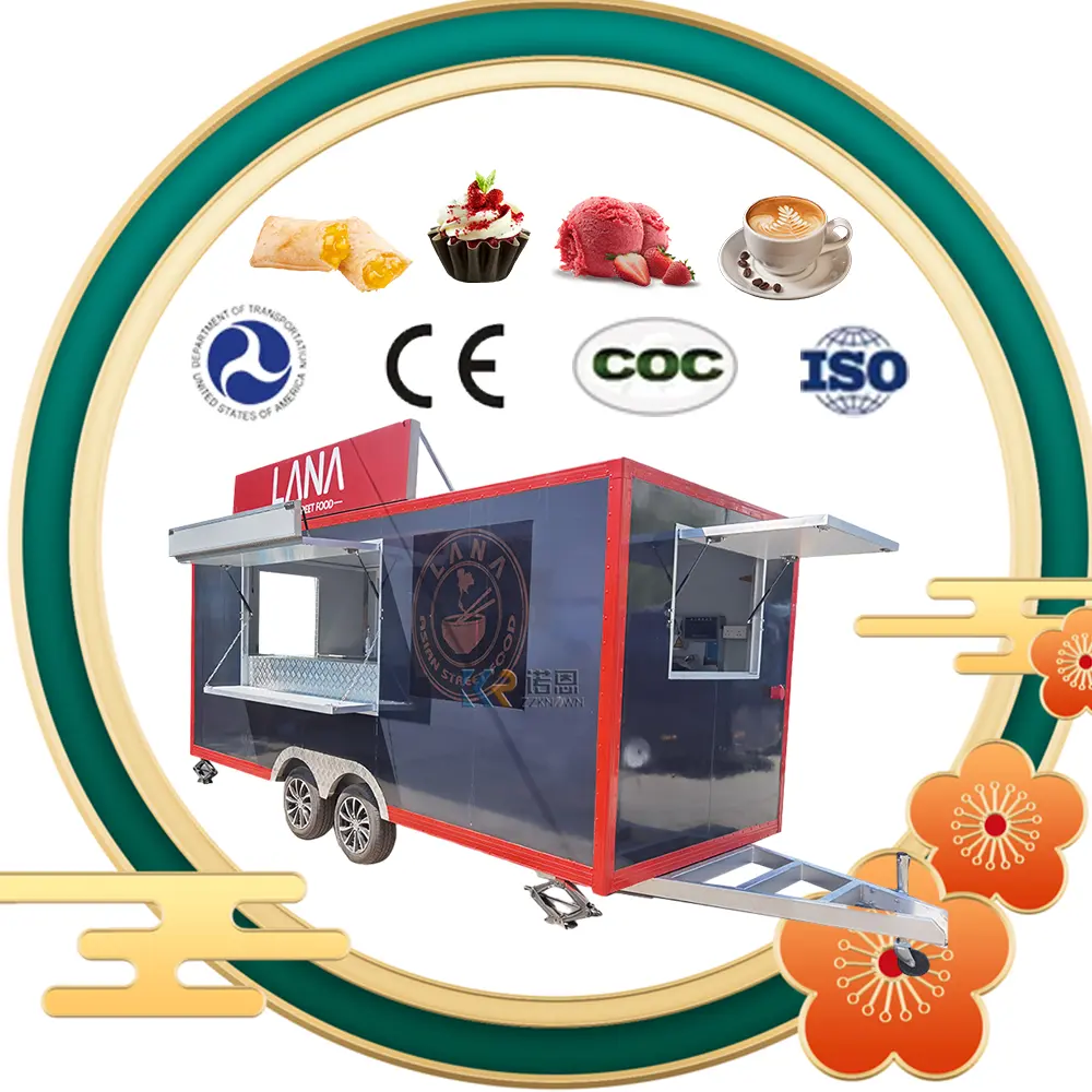 Food Vending Van Catering Totalmente Equipado Concessão Rua Mobile Food Truck Cart Fast Food Trailer para venda EUA