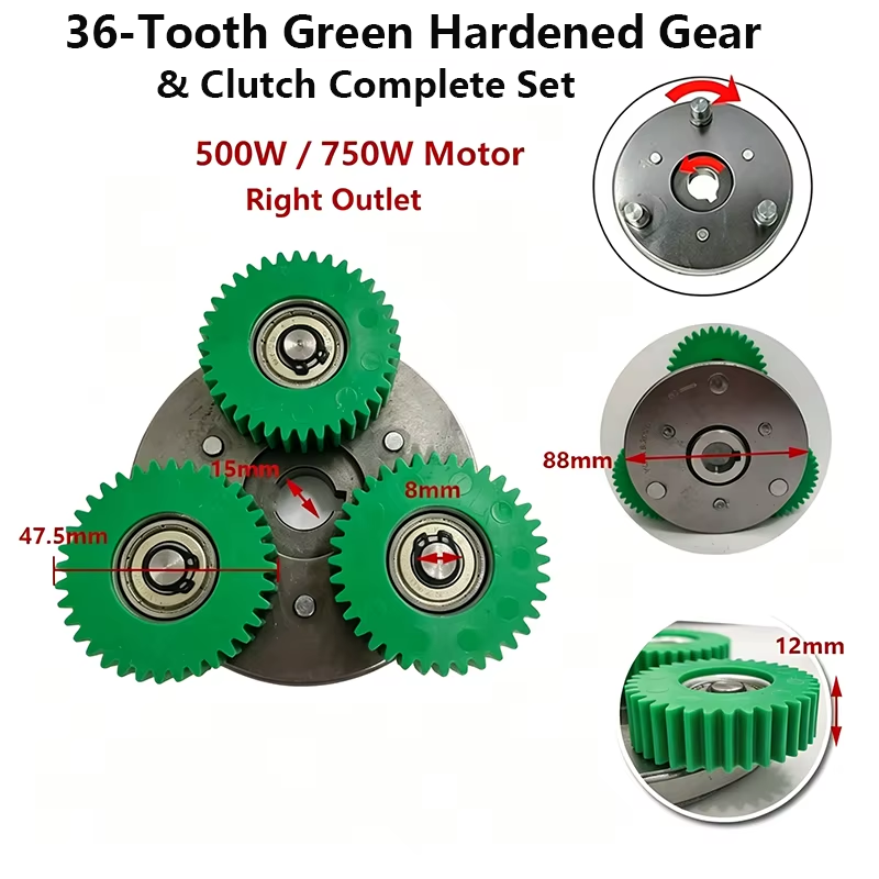 36-Tooth Green Hardened Gear & Clutch Complete Set-Right Outlet