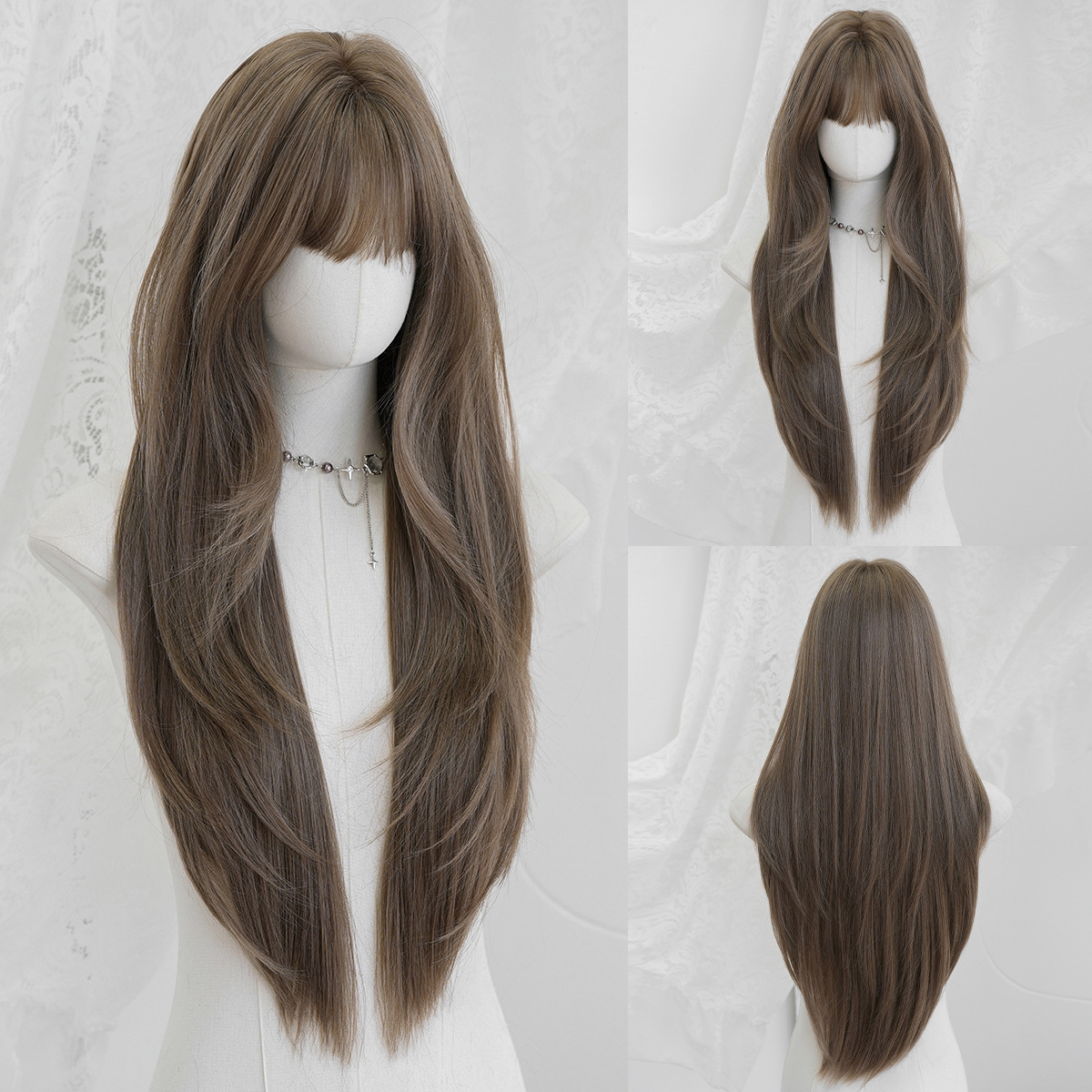 La capa extralarga color gris té mide 75 cm.