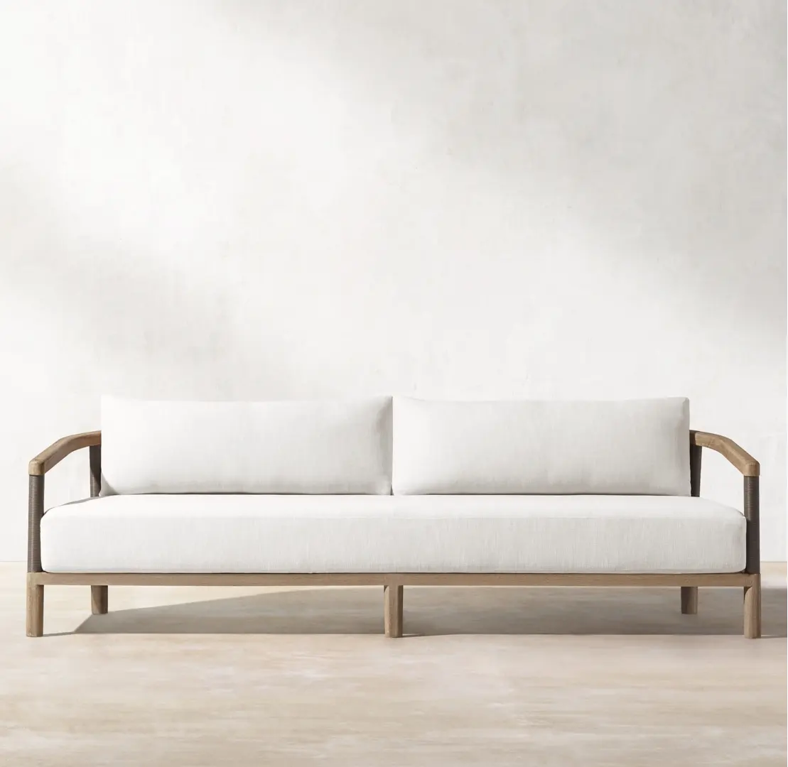 Modern garden luxury outdoor summer lounge furniture sets rattan weaving teak wood sofa