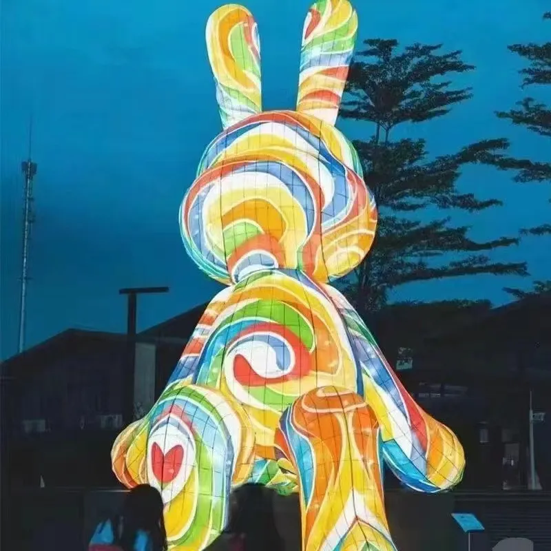 Tổ chức sự kiện trang trí Inflatable Easter Bunny LED chiếu sáng bơm hơi khổng lồ Bunny Rabbit cho nghệ thuật