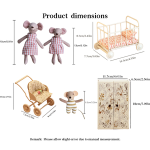 <span class=keywords><strong>Mini</strong></span> vải Mouse Doll Set với bé vận chuyển, nôi & Floral Cabinet-Giả vờ chơi Dollhouse đồ chơi - Product Image 4