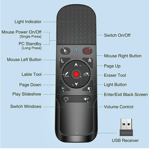 Telecomando di presentazione con puntatore Laser Air Mouse presentatore Wireless Clicker RF 2.4GHz presentatore puntatore Laser USB - Product Image 5