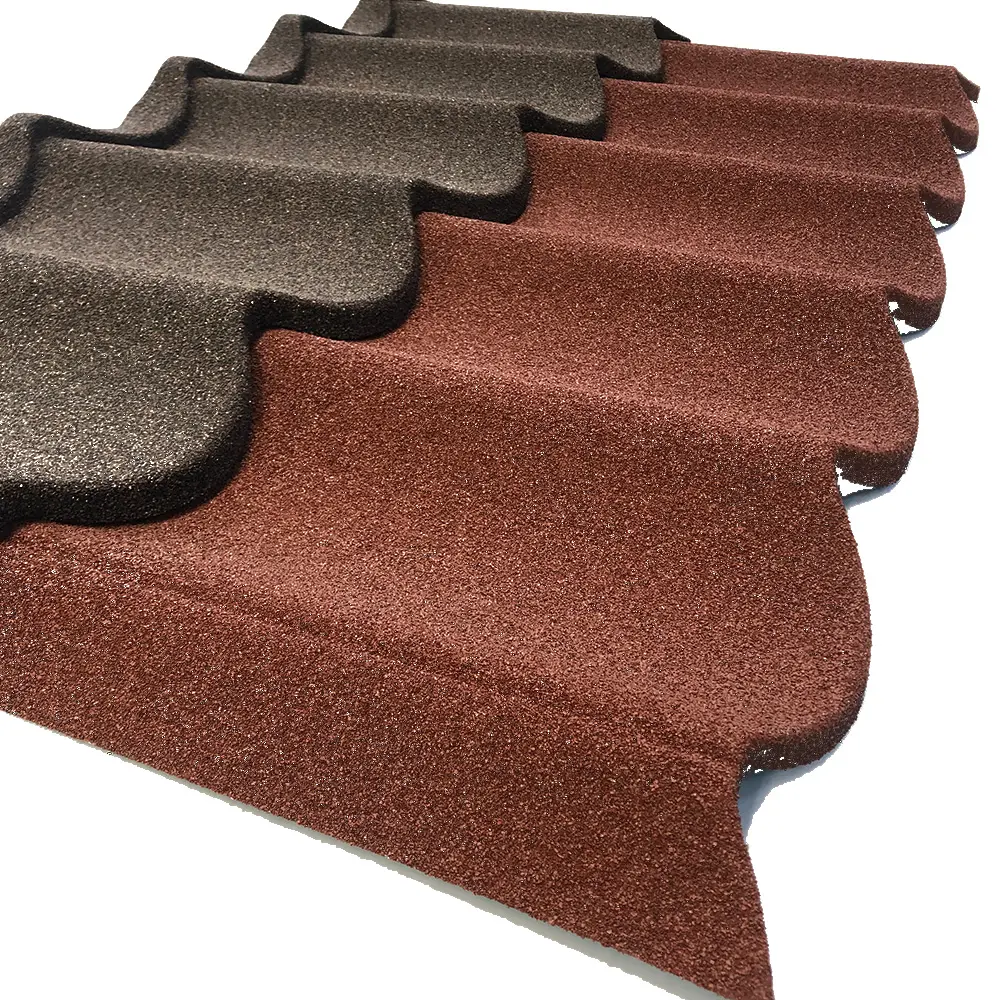 0.45mm thick color stone coated metal roof tiles aluzinc roofing sheets in nigeria roof tile for villa building