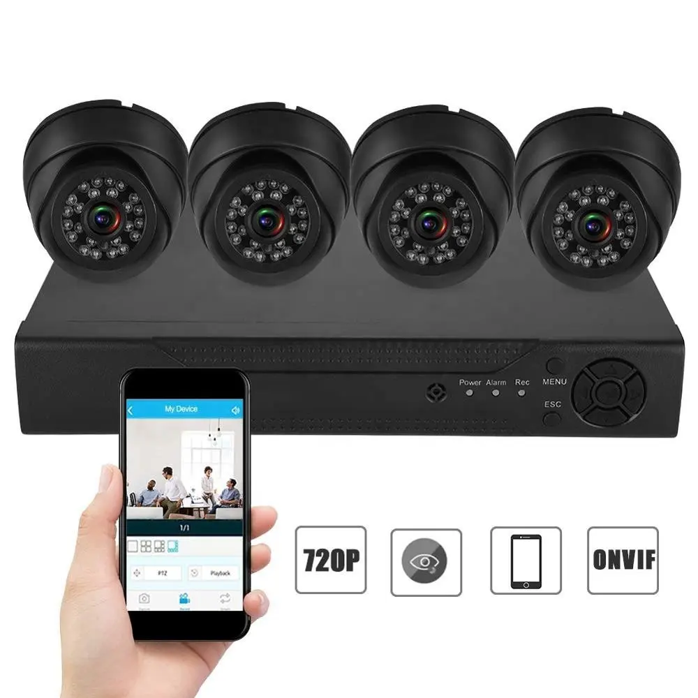 720P 4CH Coaxial AHD DVR Kit Home Security Surveillance Video Security Camera Kit HD 1MegaPixels Support ON VIF Protocol