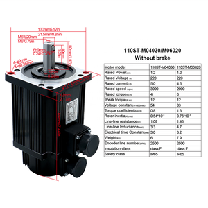 2500PPR เซอร์โว1.2KW 110ST-M04030 220รอบต่อนาที NEMA 42 110ST มอเตอร์เซอร์โว RS485พร้อม T3L เข้ารหัสออปติคอล