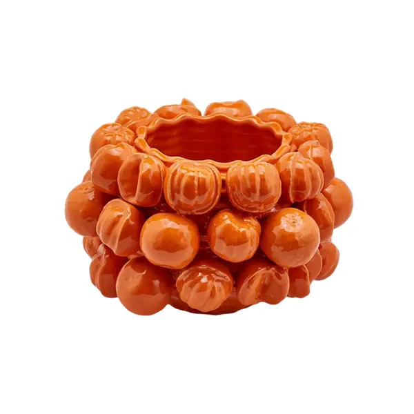 Jarrón de flores tallado con forma de fruta moderna de cerámica personalizado decoración del hogar jarrón de flores de naranja de porcelana creativa