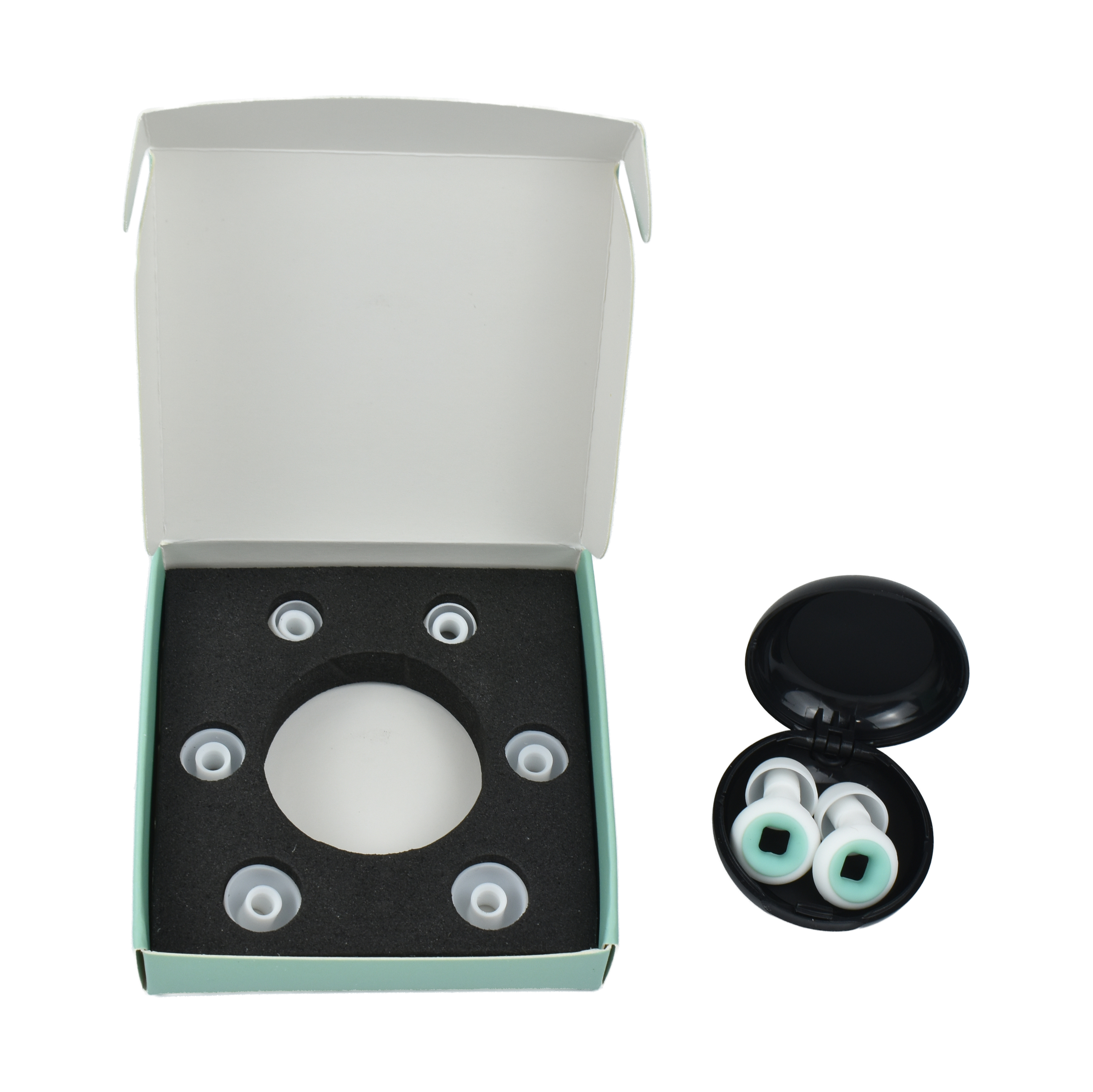 Pièce de cuivre de couleur blanche verte avec 3 paires de bouchons d'oreille