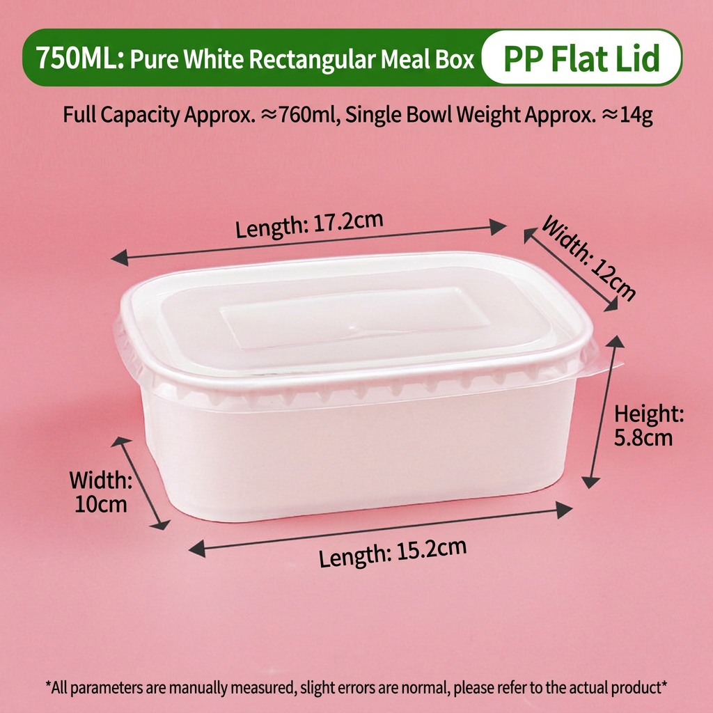 pure white 100 750ml bowls + pp lids