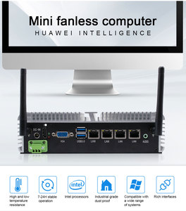 Sin ventilador WiFi Mini PC 4 LAN Intel Core VGA Industrial Computadora de escritorio 6 * COM RS232 RS485 Mini PC todo en uno - Product Image 5