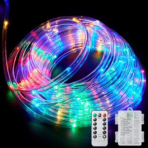 Las luces LED de cuerda al aire libre cadena luces con pilas con Control remoto 8 modos de cambio de Color LED impermeable LED luces de tira