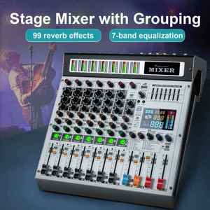 Consola mezcladora profesional de 8 canales Tarjeta de sonido Interfaz de grabación Mezclador de audio - Product Image 3