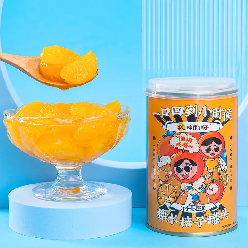 Leasunfood Meilleure qualité Conserve Orange en sucre Eau en lumière Sirop fruit peut Linjiapuzi doux autres Bureau Snacks fruits