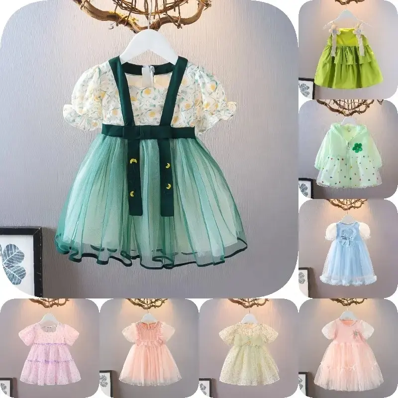 2023 gran oferta verano niños ropa impresa sin mangas Boutique niñas vestido flor niña vestido de fiesta