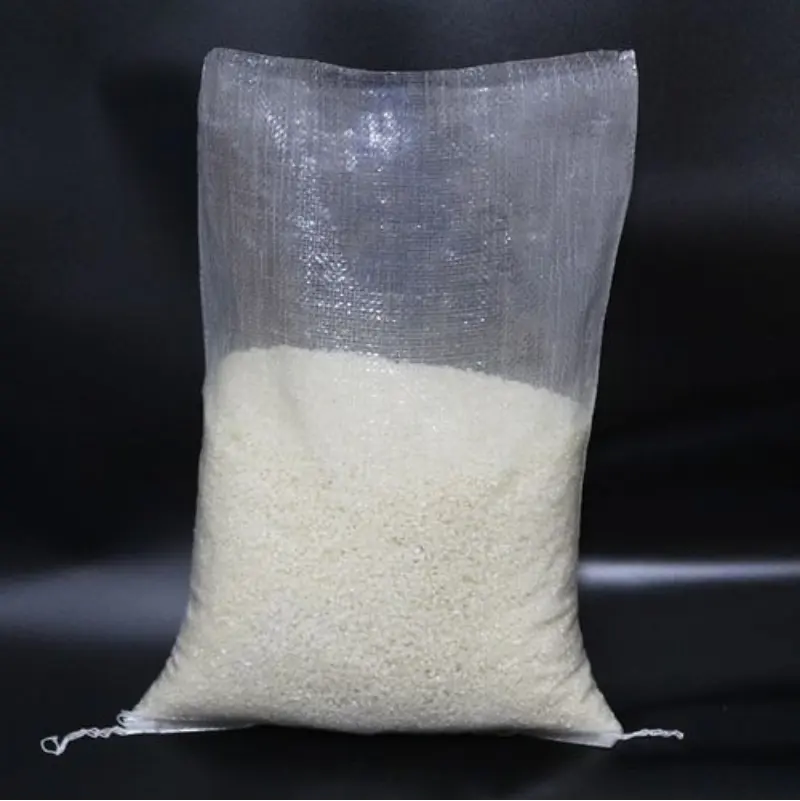 Sac de riz en plastique transparent tissé en pp pour emballage, 25 kg, 50 kg