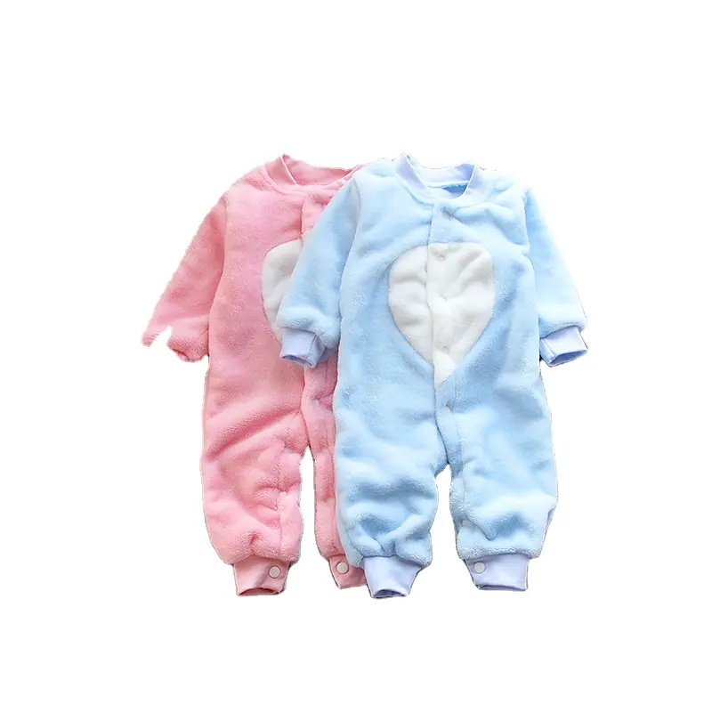 Automne bébé barboteuse velours épaissi barboteuses pour garçons et filles corail velours flanelle chaud une pièce pyjamas