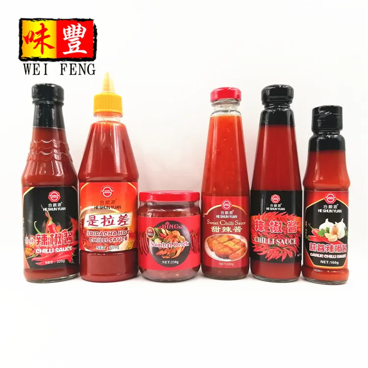 HACCP BRC OEM Fabrik Halal Rot Chili Natürliche Material 320g Glas Flaschen Sambal Oelek Chili Würzigen Heißen Sauce